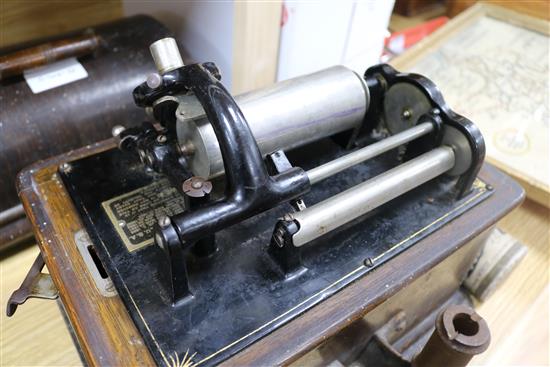 A phonograph and cylinders (no horn )